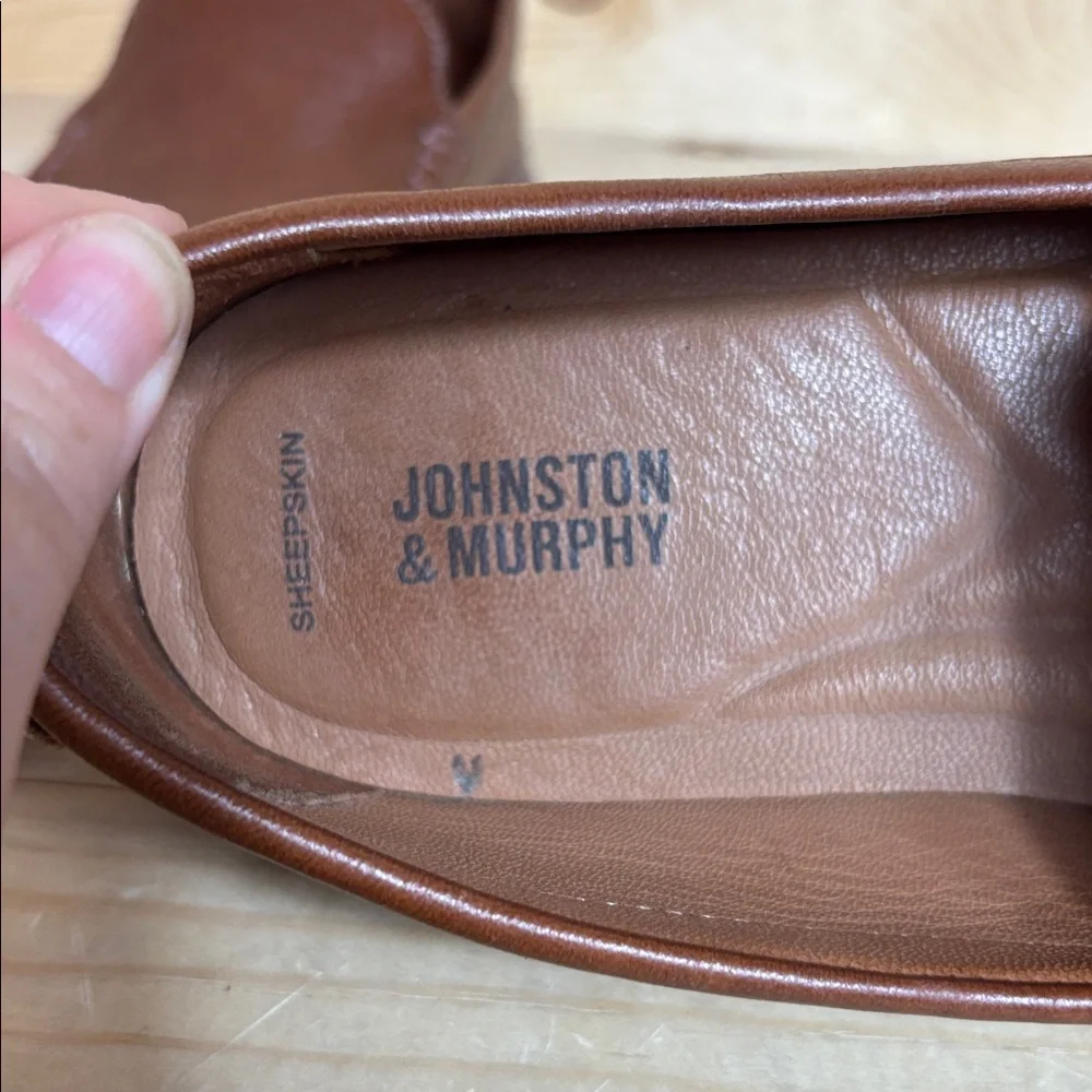 Johnston & Murphy Rich Brown sheepskin Leather Slip-Ons‎ size 9 1/2